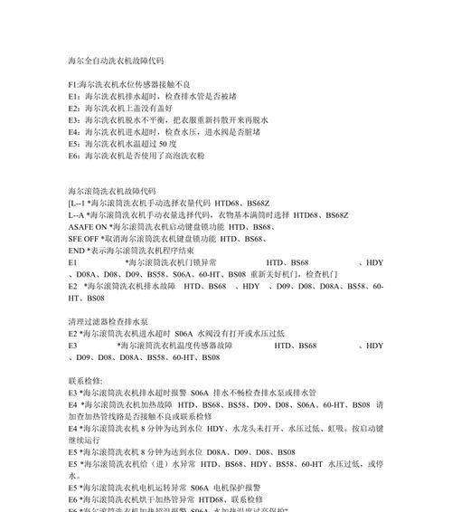 松下洗衣机故障代码H21的原因与处理方法（了解H21故障代码）